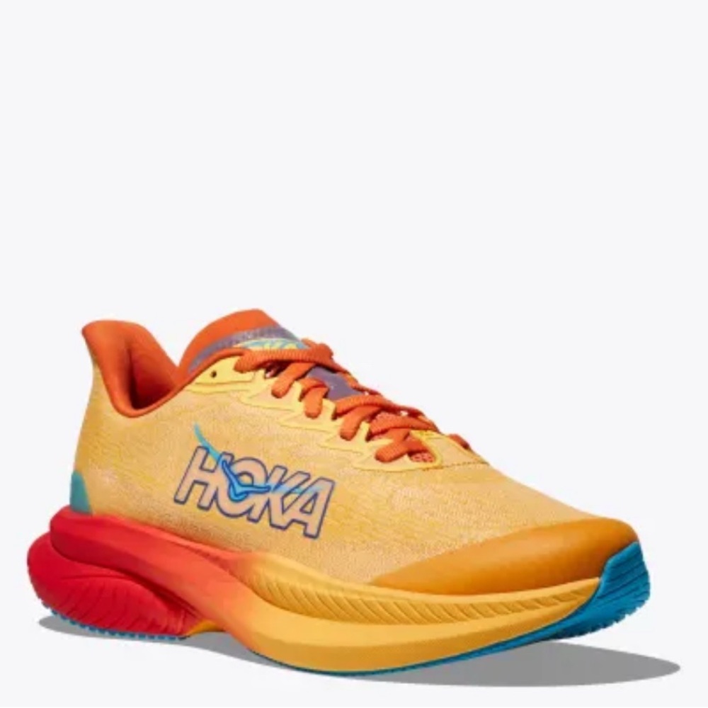 Orange Hoka Mach 6 running shoes